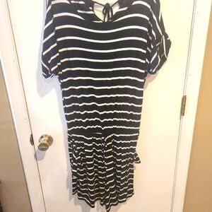 EUC black and white striped romper